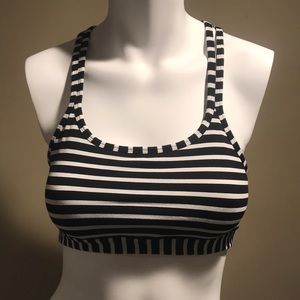 Athleta Sports bra black and white cross back